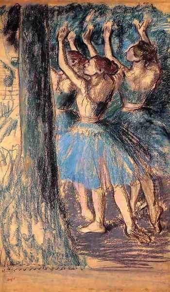 Group of Dancers, Tree Decor Oil Painting by Edgar Degas