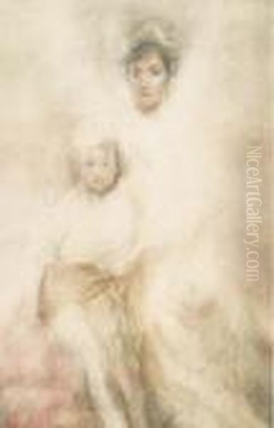 Mother And Child Oil Painting by Ambrose McEvoy