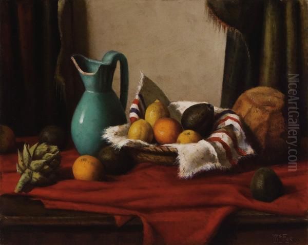 ''still Life With Red Cloth'' Oil Painting by Henry Lee Mcfee