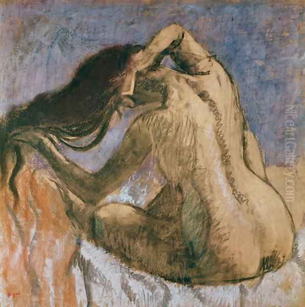 Woman Combing her Hair, 1905-10 Oil Painting by Edgar Degas