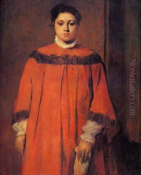 Girl in Red Oil Painting by Edgar Degas