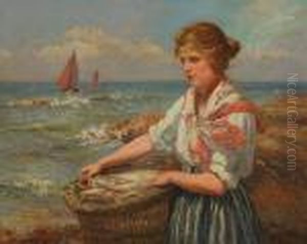 An East Neuk Fisher Girl Oil Painting by John Mcghie