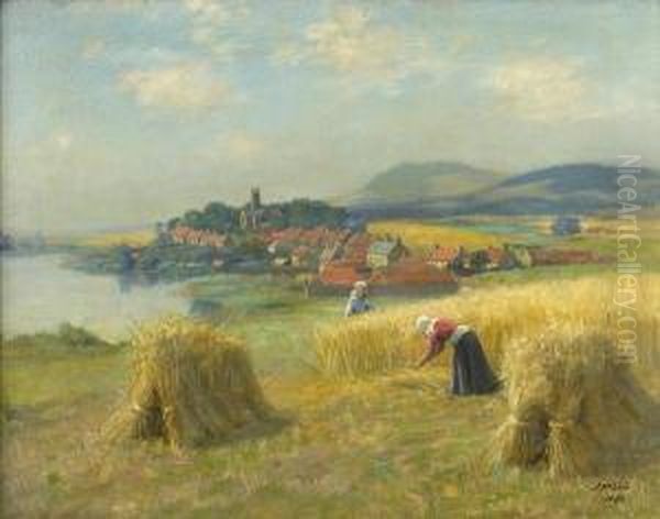 Harvest, Kilconquhar Oil Painting by John Mcghie