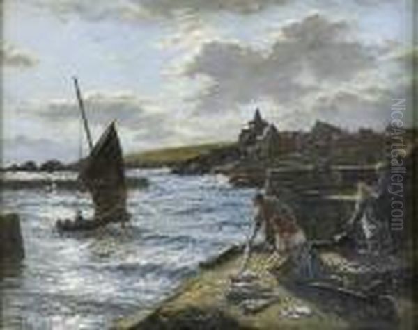 Fishing Fleet Returning, St Monance Oil Painting by John Mcghie