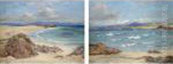 The White Sands Of Iona; Mull From Iona Oil Painting by John Mcghie