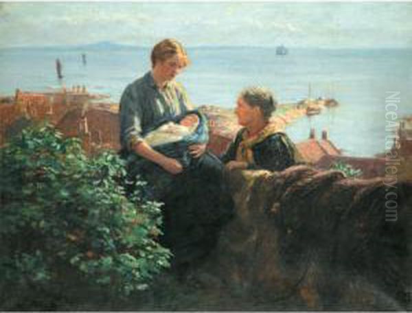 A Quiet Moment Above Pittenween Oil Painting by John Mcghie