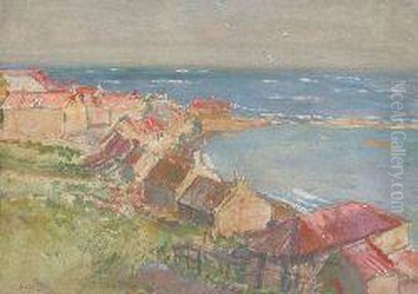 View Of An East Neuk Fishing Village Oil Painting by John Mcghie