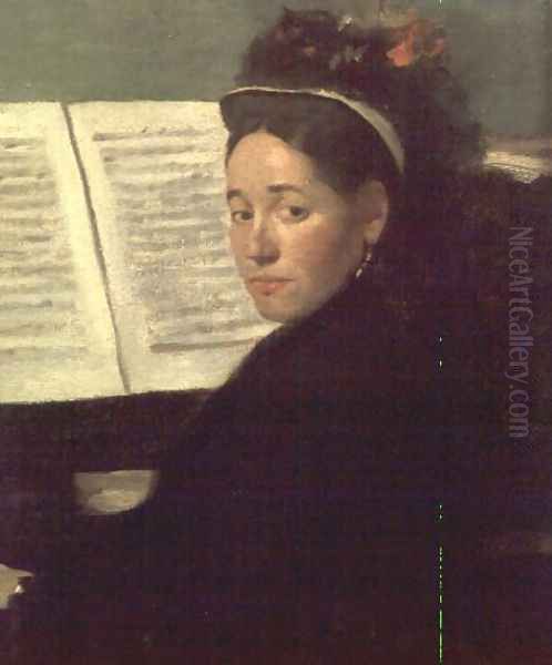 Mademoiselle Marie Dihau (1843-1935) at the piano, c.1869-72 Oil Painting by Edgar Degas