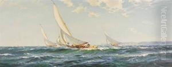 Yacht Racing Oil Painting by Robert McGregor