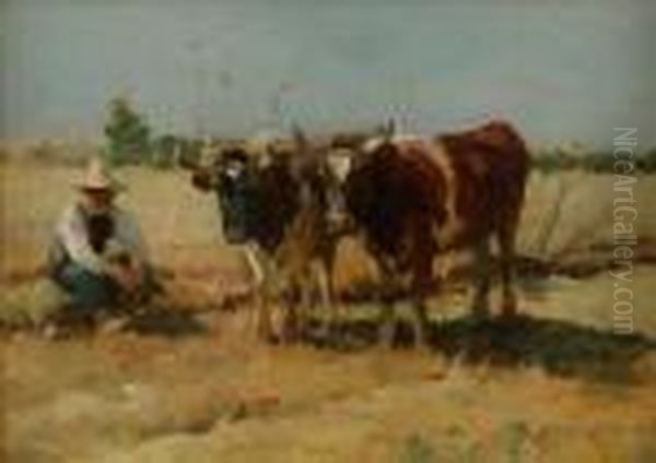 Ploughing In Brittany Oil Painting by Robert McGregor