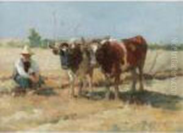 Ploughing In Brittany Oil Painting by Robert McGregor