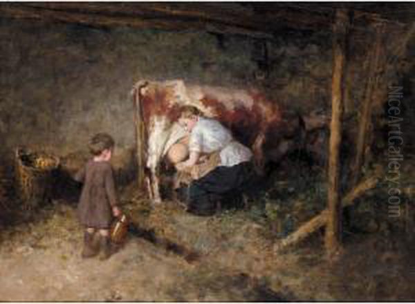 Milking Time Oil Painting by Robert McGregor