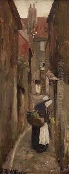 An Old Edinburgh Close Oil Painting by Robert McGregor