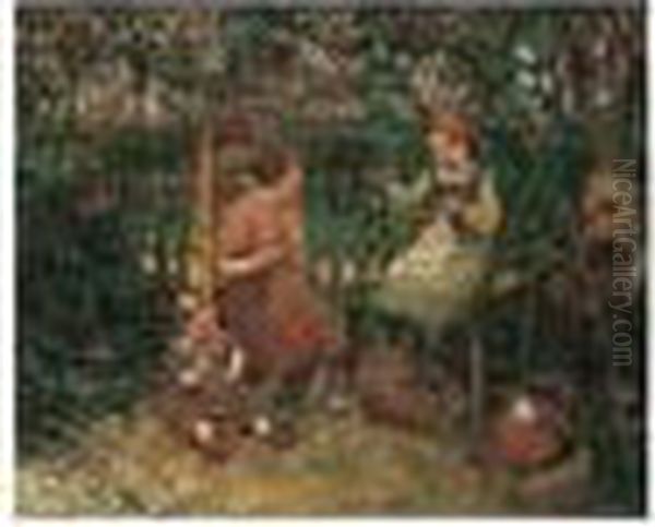 Children In The Garden Oil Painting by Robert McGregor