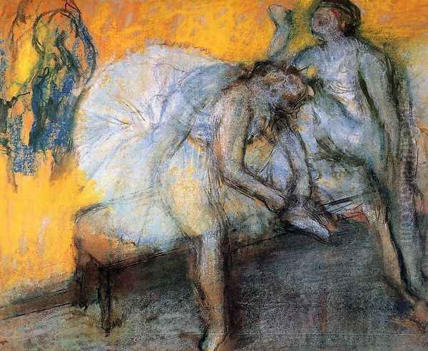 Two Dancers Resting I Oil Painting by Edgar Degas