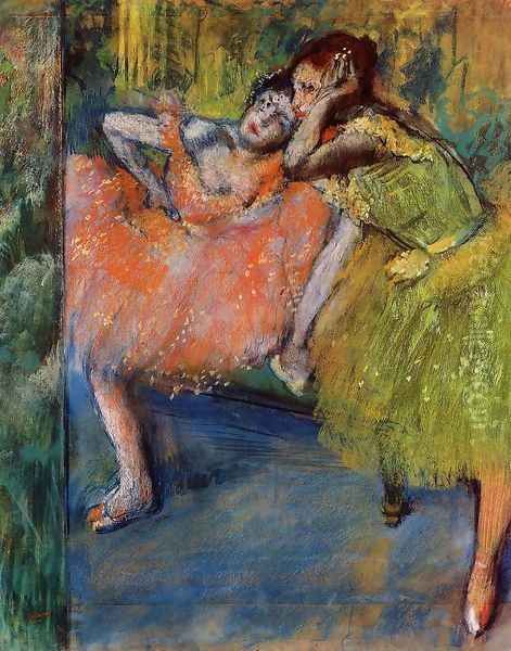 Two Dancers in the Foyer, c.1901 Oil Painting by Edgar Degas