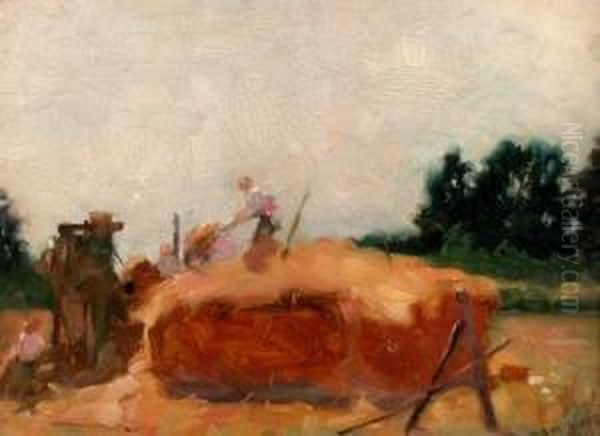 Making A Haystack Oil Painting by William Beckwith Mcinnes