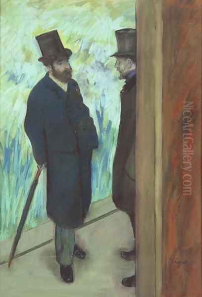 Friends at the Theatre, Ludovic Halevy (1834-1908) and Albert Cave (1832-1910) 1878-79 Oil Painting by Edgar Degas