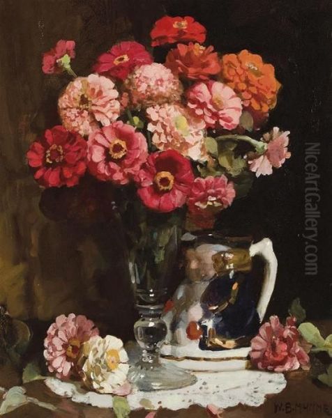 Zinnias And Toby Jug Oil Painting by William Beckwith Mcinnes