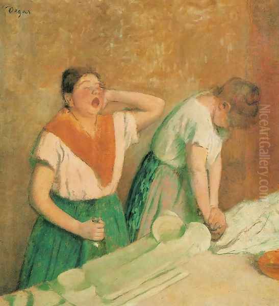 Laundresses Oil Painting by Edgar Degas