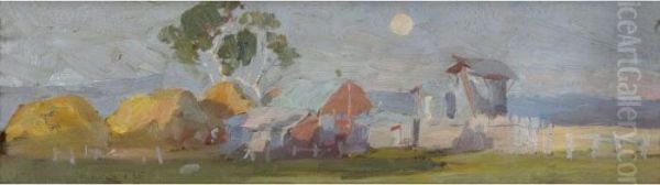 Farmyard Under Moonlight Oil Painting by William Beckwith Mcinnes