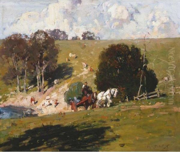 Landscape With Hay Wagon by William Beckwith Mcinnes