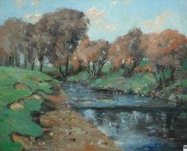 River Landscape Oil Painting by Joseph Wrightson McIntyre