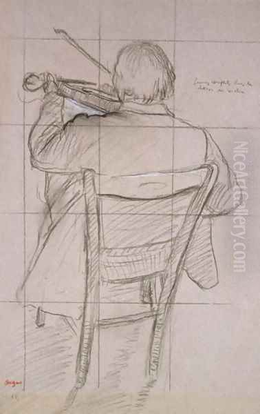 Study of a Violinist Seen from the Back Oil Painting by Edgar Degas