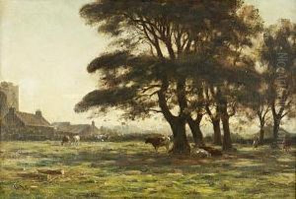 Grazing In A Summer Field Oil Painting by William Darling McKay