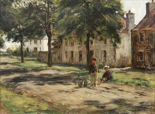 Children Playing, Haddington Oil Painting by William Darling McKay