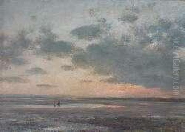 Figues On A Deserted Beach At Sunset Oil Painting by William Darling McKay