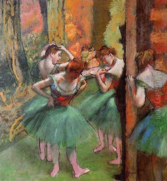 Dancers, Pink and Green Oil Painting by Edgar Degas