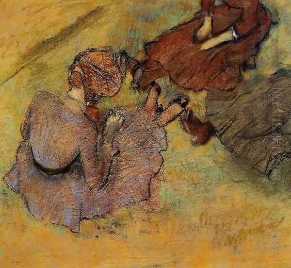 Woman Seated on the Grass Oil Painting by Edgar Degas