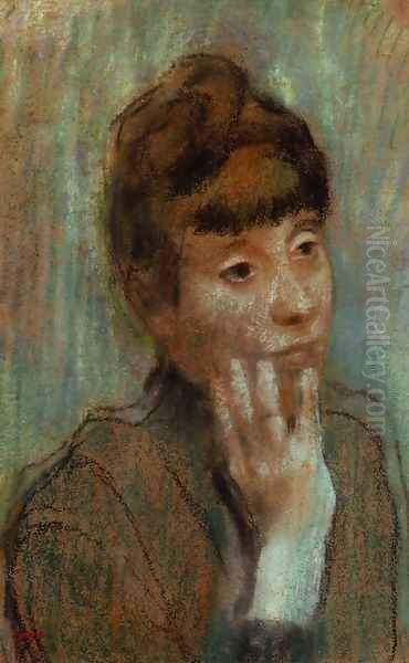 Portrait of a Woman Wearing a Green Blouse Oil Painting by Edgar Degas