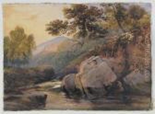 Rocky River Landscape Oil Painting by David Hall McKewan