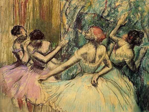 Dancers in the Wings, c.1899 Oil Painting by Edgar Degas