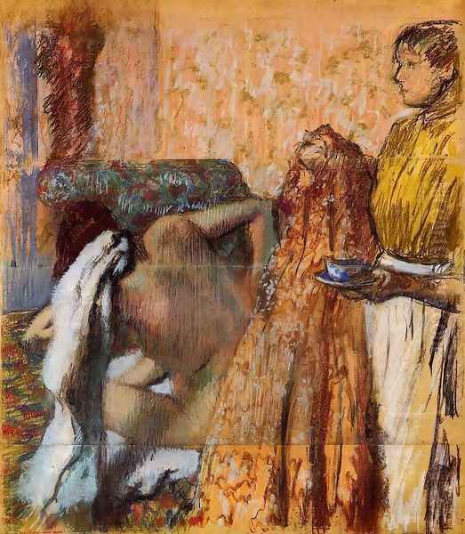 Breakfast after the Bath Oil Painting by Edgar Degas