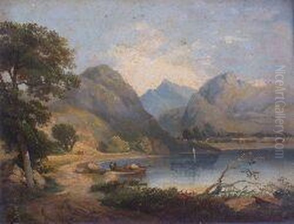 Figures By The Lochside Oil Painting by John Watson Mclea