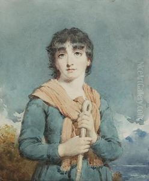 A Shepherdess Oil Painting by Kenneth Macleay