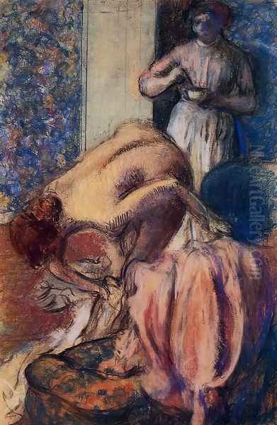 Breakfast after Bathing Oil Painting by Edgar Degas