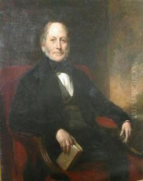 Portrait Of A Seated Gentleman Holding A Book Oil Painting by Daniel Macnee