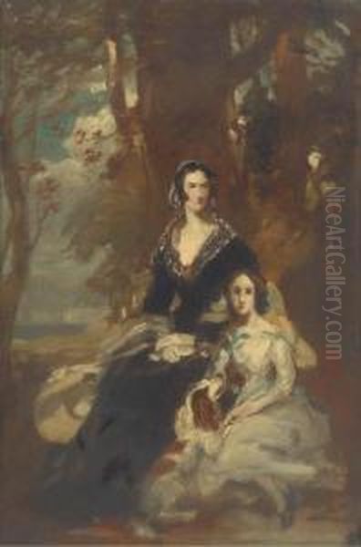 Portrait Of Two Ladies Oil Painting by Daniel Macnee