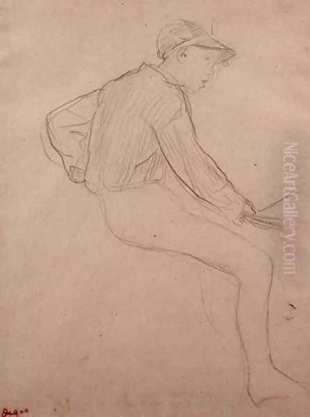 Study of a Jockey Oil Painting by Edgar Degas