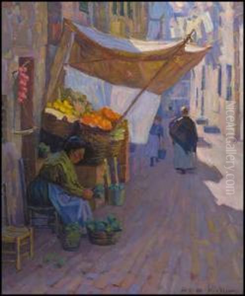 The Fruit Vendor Oil Painting by Helen Galloway Mcnicoll