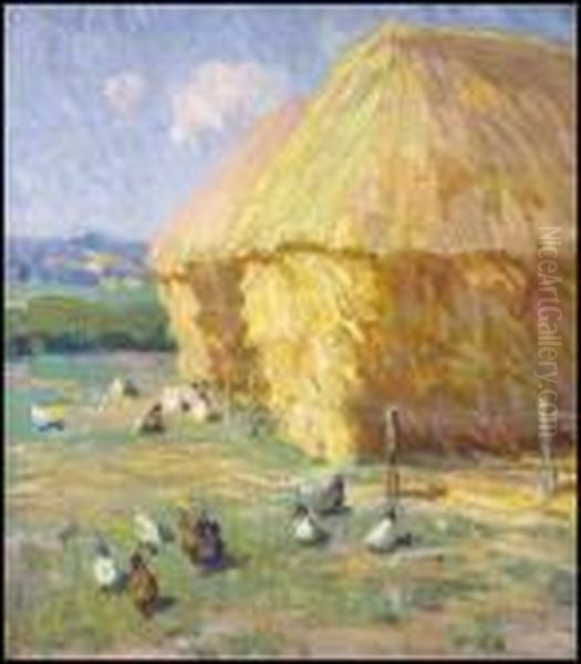 Haystacks Oil Painting by Helen Galloway Mcnicoll