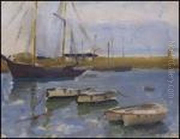 Boats In France Oil Painting by Helen Galloway Mcnicoll