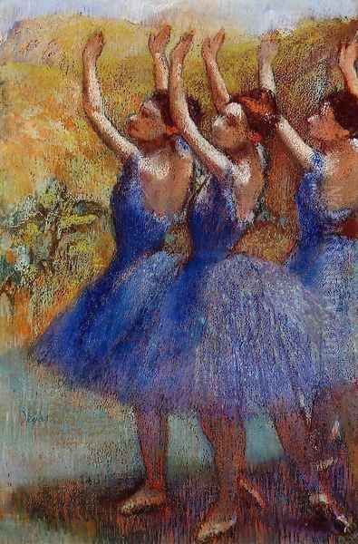 Three Dancers in Purple Skirts Oil Painting by Edgar Degas