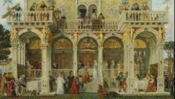 Festeggiamenti A Palazzo Oil Painting by Ricciardo Meacci