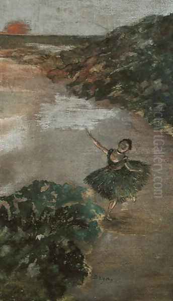 Dancer on a Stage, c.1879 Oil Painting by Edgar Degas