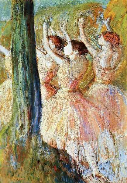 Pink Dancers Oil Painting by Edgar Degas